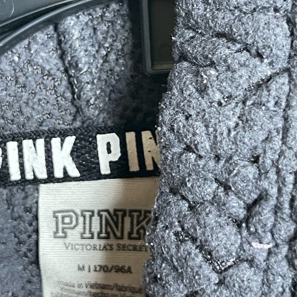 Victoria’s Secret Pink Sweatshirt Gray Hoodie Full Zip Fleece Size Medium - Picture 4 of 6